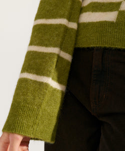 NÜMPH | RIETTE BLOCK STRIPE PULLOVER - CALLA GREEN
