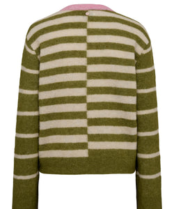 NÜMPH | RIETTE BLOCK STRIPE PULLOVER - CALLA GREEN