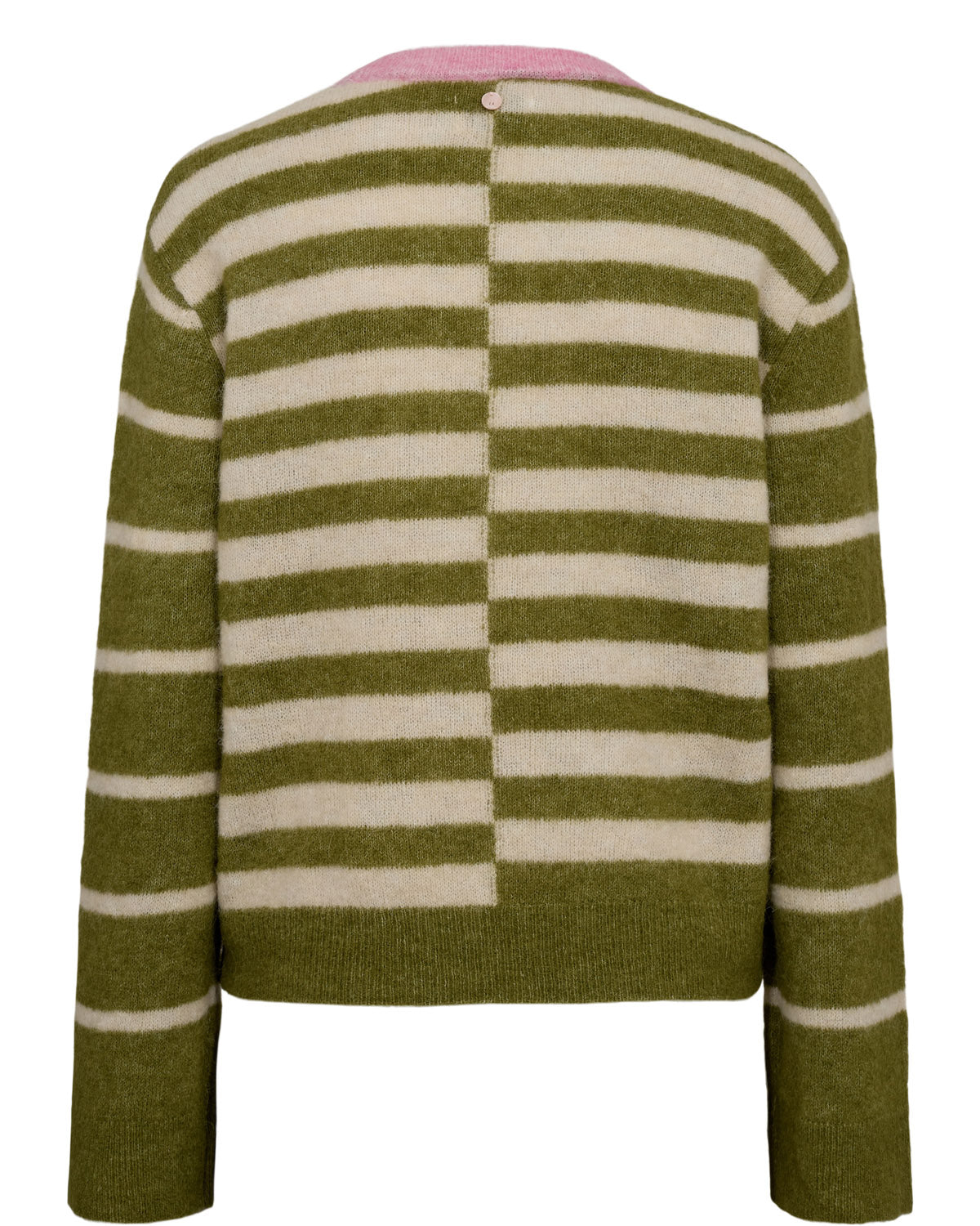 NÜMPH | RIETTE BLOCK STRIPE PULLOVER - CALLA GREEN