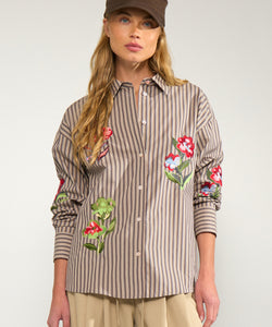 NÜMPH | KACEY EMBROIDERY SHIRT - DEEP TAUPE