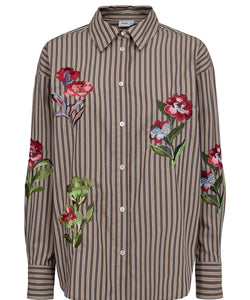 NÜMPH | KACEY EMBROIDERY SHIRT - DEEP TAUPE