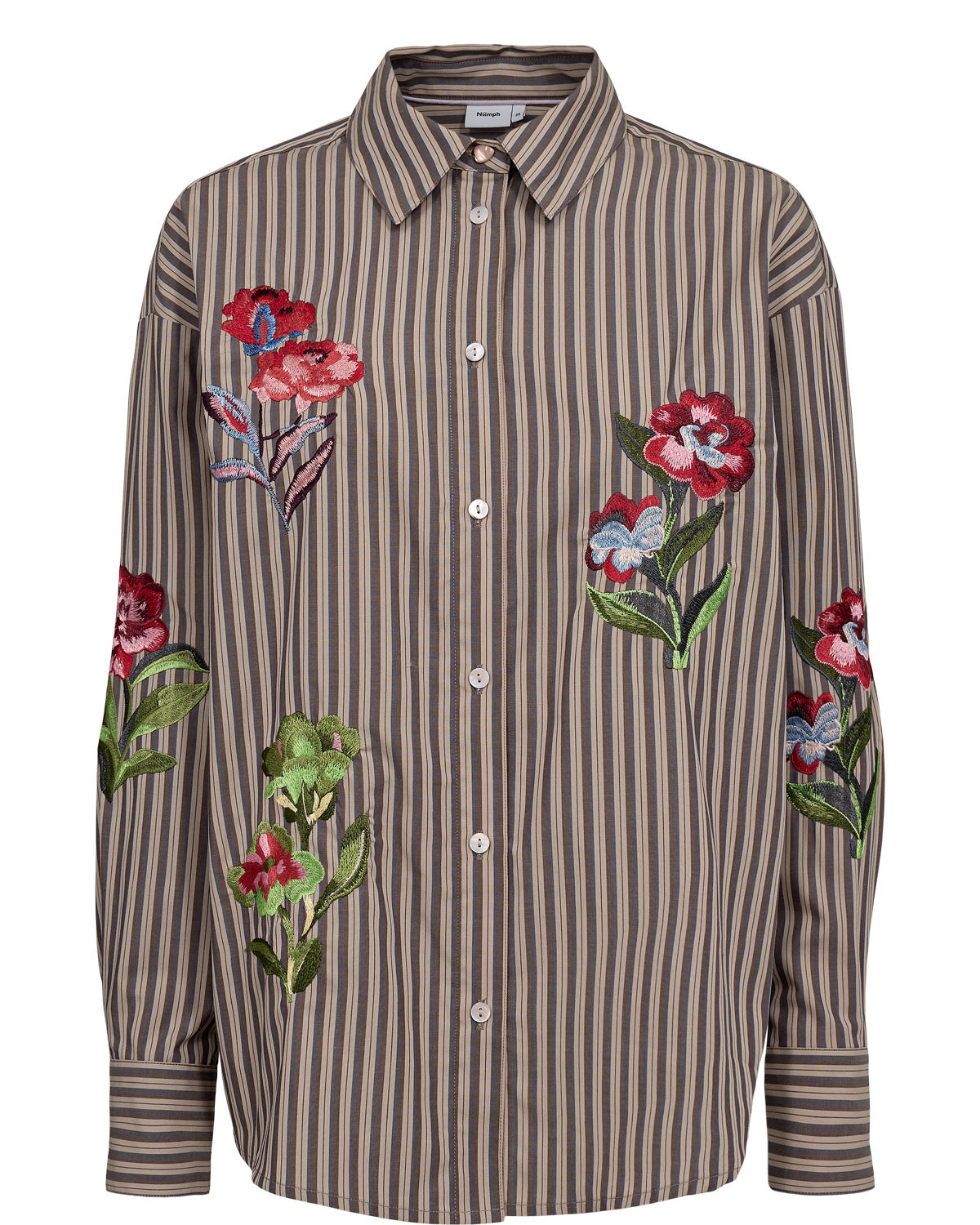 NÜMPH | KACEY EMBROIDERY SHIRT - DEEP TAUPE