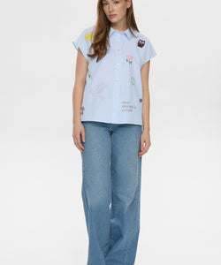 NÜMPH | ASHLEY EMBROIDERY SHIRT - AIRY BLUE