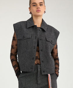 NÜMPH | ROKI VEST - DARK GREY MELANGE
