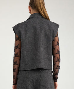 NÜMPH | ROKI VEST - DARK GREY MELANGE