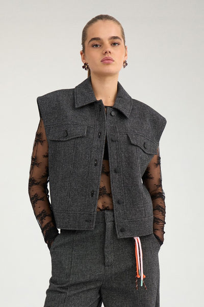 NÜMPH | ROKI VEST - DARK GREY MELANGE