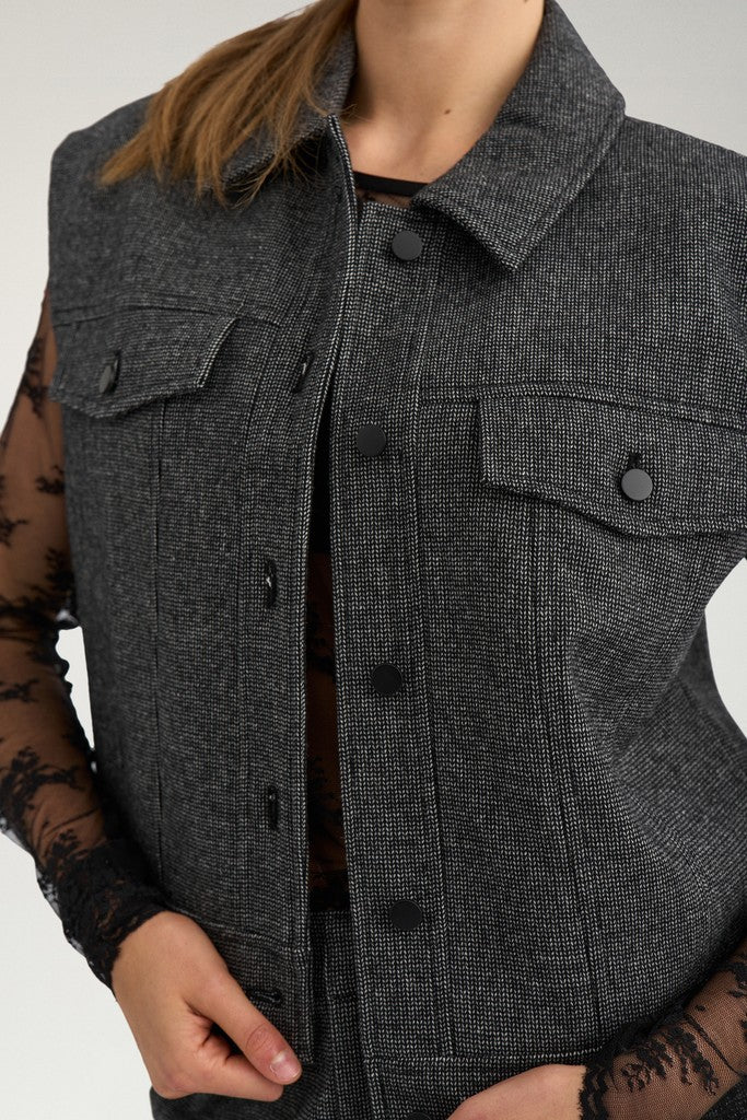 NÜMPH | ROKI VEST - DARK GREY MELANGE