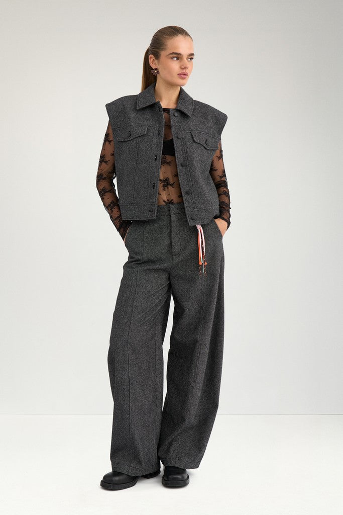 NÜMPH | ROKI BARREL PANTS - DARK GREY MELANGE