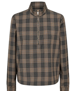 NÜMPH | KAMALA ZIP SHIRT - DARK GREY MELANGE