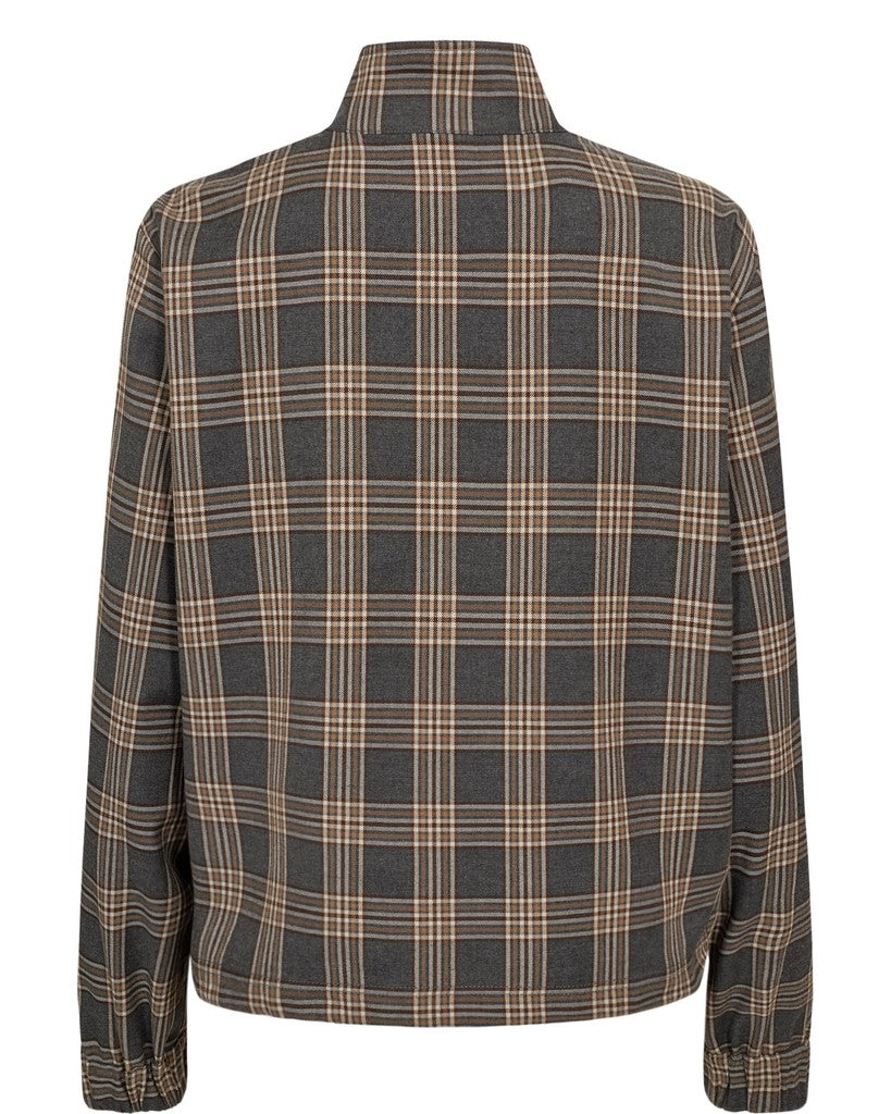 NÜMPH | KAMALA ZIP SHIRT - DARK GREY MELANGE