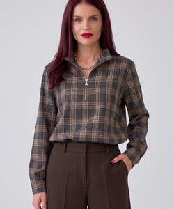 NÜMPH | KAMALA ZIP SHIRT - DARK GREY MELANGE