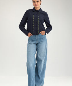 NÜMPH | FRANCY SHIRT - SALUTE BLUE