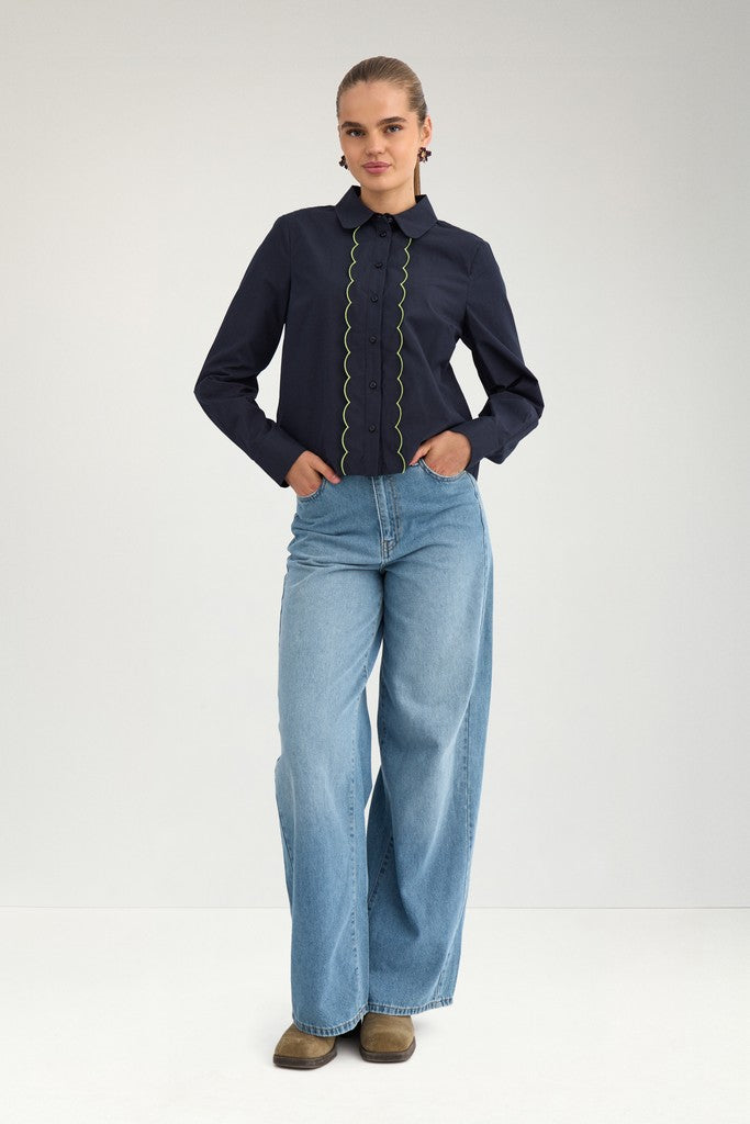 NÜMPH | FRANCY SHIRT - SALUTE BLUE