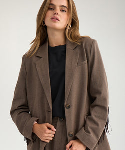 NÜMPH | LIPPA FRINGE BLAZER - CHOCOLATE PLUM