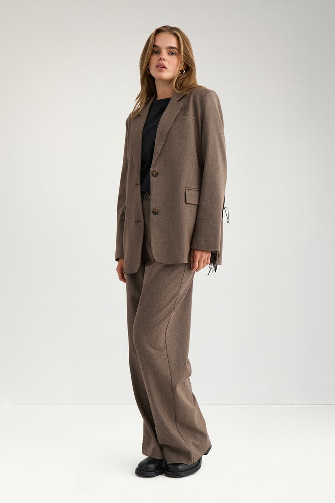 NÜMPH | LIPPA FRINGE BLAZER - CHOCOLATE PLUM