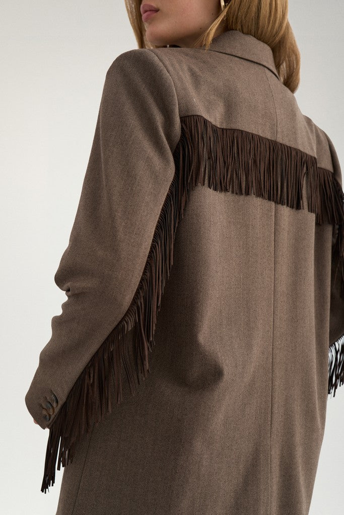 NÜMPH | LIPPA FRINGE BLAZER - CHOCOLATE PLUM
