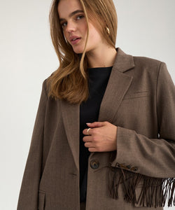 NÜMPH | LIPPA FRINGE BLAZER - CHOCOLATE PLUM