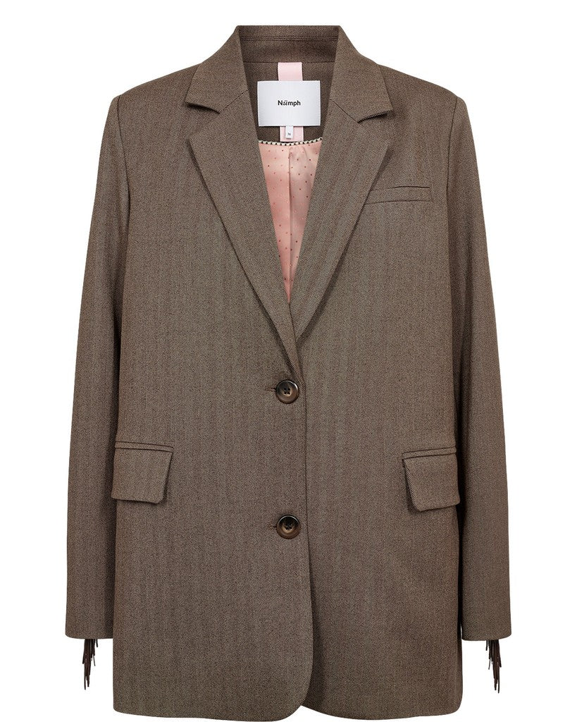 NÜMPH | LIPPA FRINGE BLAZER - CHOCOLATE PLUM