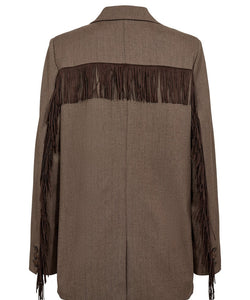 NÜMPH | LIPPA FRINGE BLAZER - CHOCOLATE PLUM