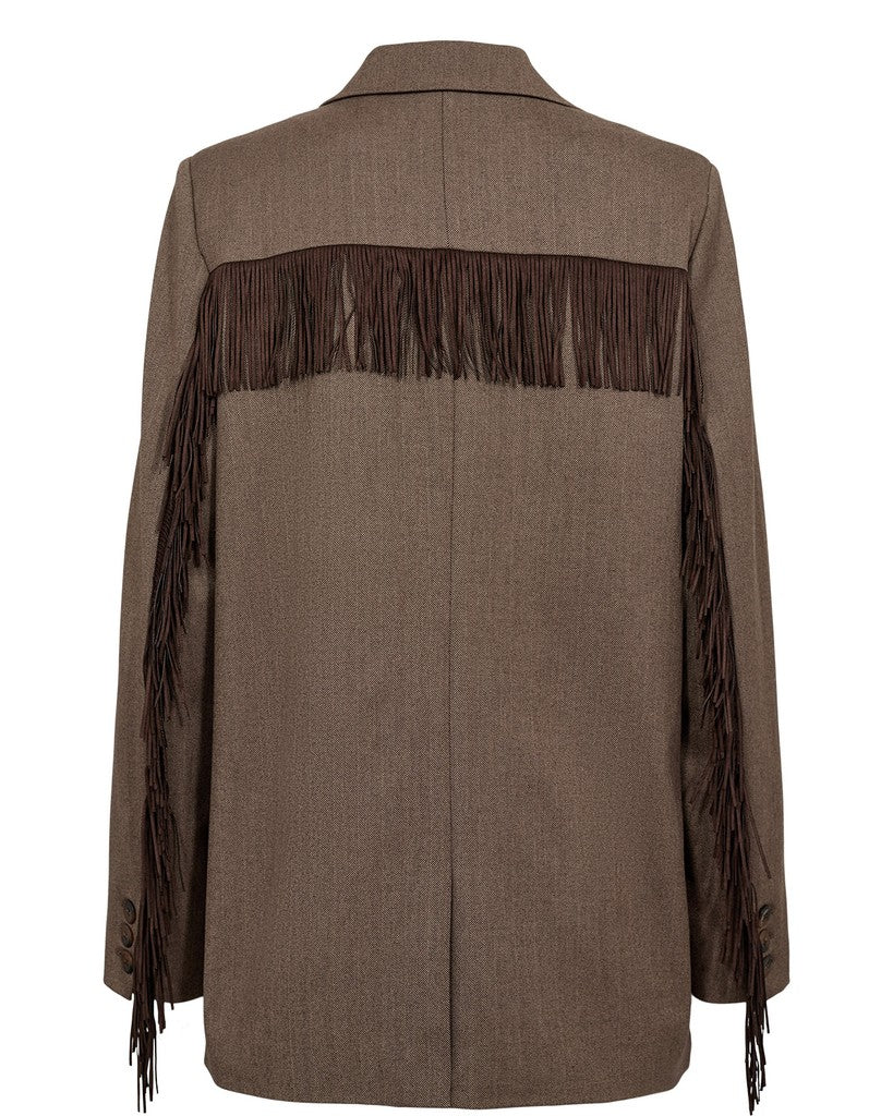 NÜMPH | LIPPA FRINGE BLAZER - CHOCOLATE PLUM