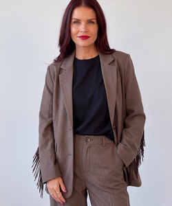 NÜMPH | LIPPA FRINGE BLAZER - CHOCOLATE PLUM