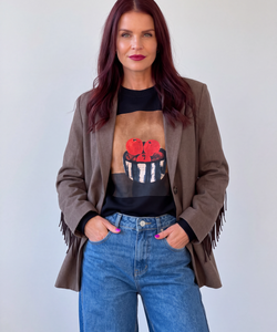 NÜMPH | LIPPA FRINGE BLAZER - CHOCOLATE PLUM