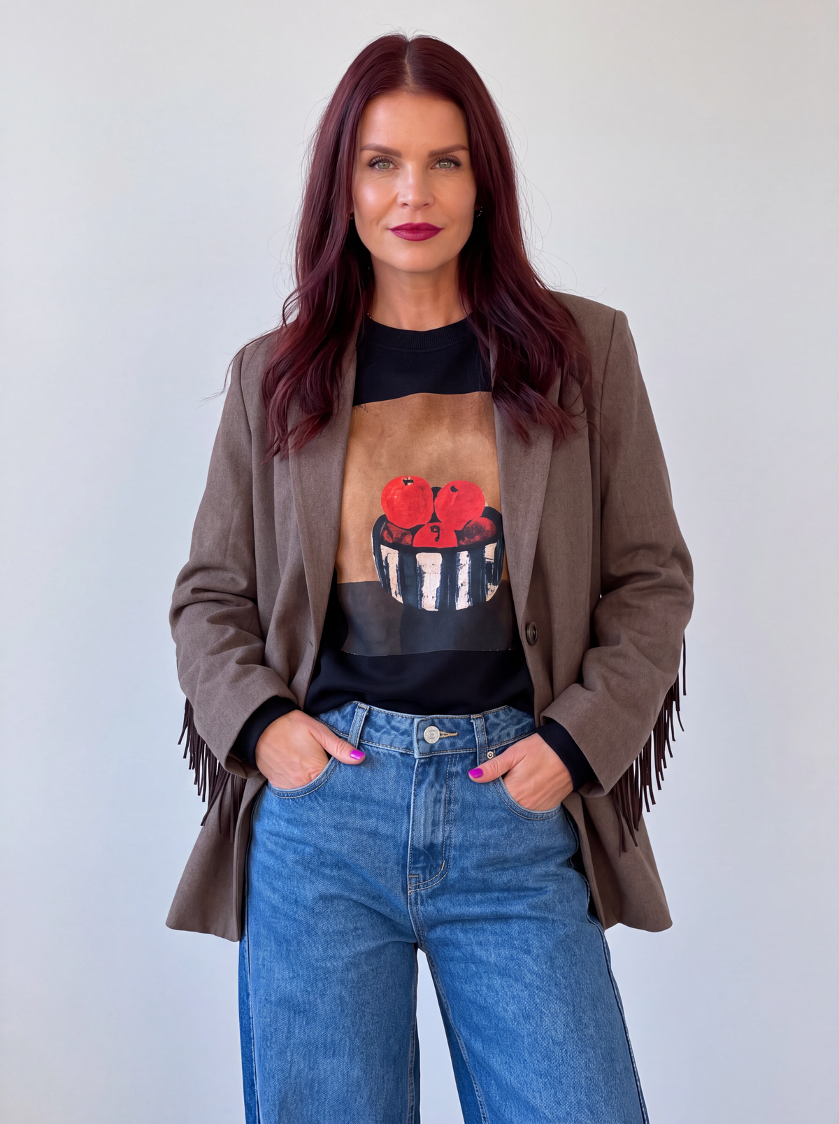 NÜMPH | LIPPA FRINGE BLAZER - CHOCOLATE PLUM