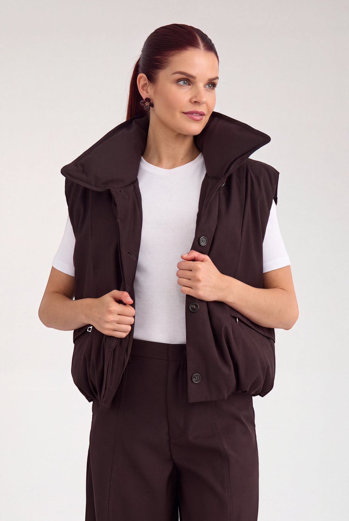 NÜMPH | BILLA PADDED VEST - CHOCOLATE PLUM