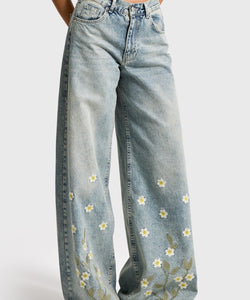EMBROIDERY PALAZZO JEANS - DAISY BLUE