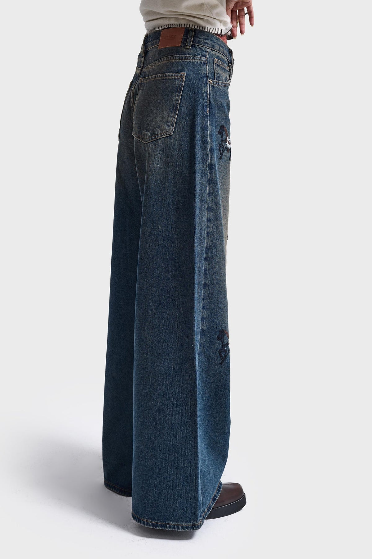 EMBROIDERY PALAZZO JEANS - TEXAS DIRTY BLUE