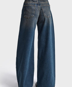 EMBROIDERY PALAZZO JEANS - TEXAS DIRTY BLUE