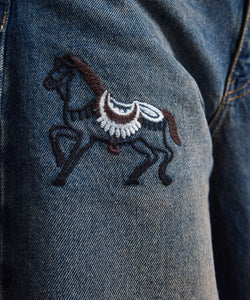 EMBROIDERY PALAZZO JEANS - TEXAS DIRTY BLUE