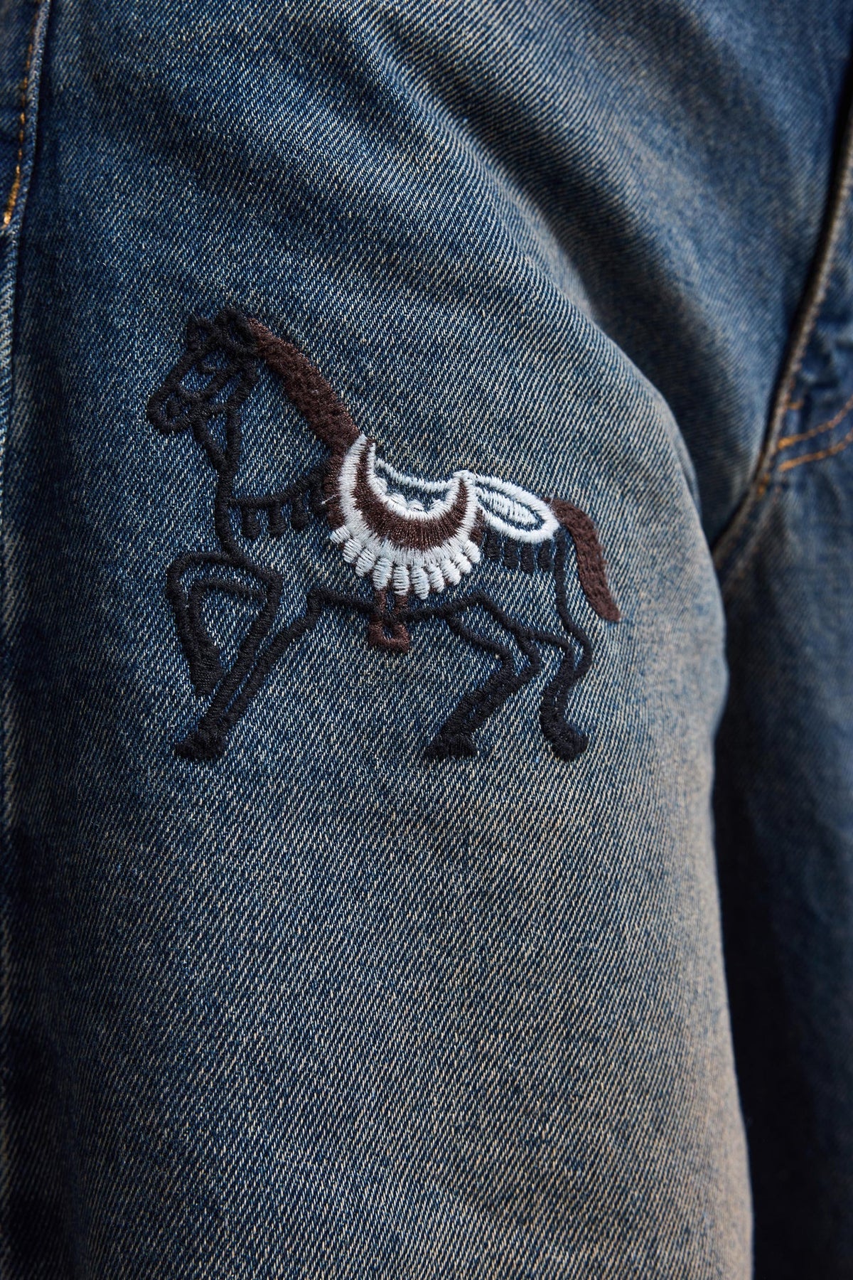 EMBROIDERY PALAZZO JEANS - TEXAS DIRTY BLUE