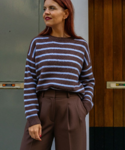 AYLA STRIPED KNT - BROWN/BLUE