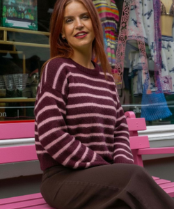 AYLA STRIPED KNT - BORDEAUX/PINK