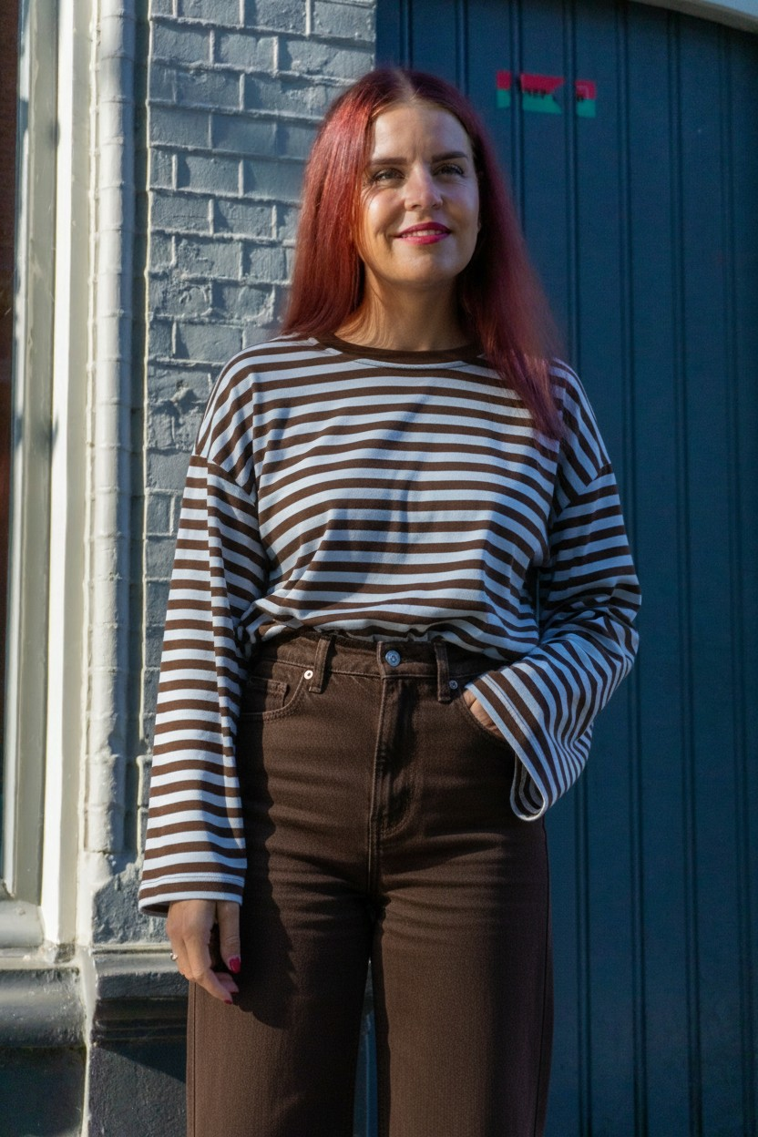 SAMMIE STRIPED SHIRT - BROWN/BLUE