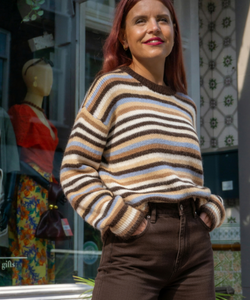 SVALA STRIPED KNIT - BROWN