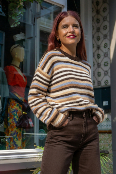 SVALA STRIPED KNIT - BROWN