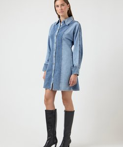 Y.A.S | FARO LS DENIM DRESS - LIGHT BLUE DENIM
