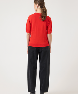 YAS | LENA SS KNIT PULLOVER - FIERY RED