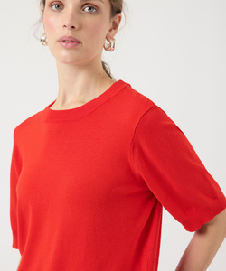 YAS | LENA SS KNIT PULLOVER - FIERY RED