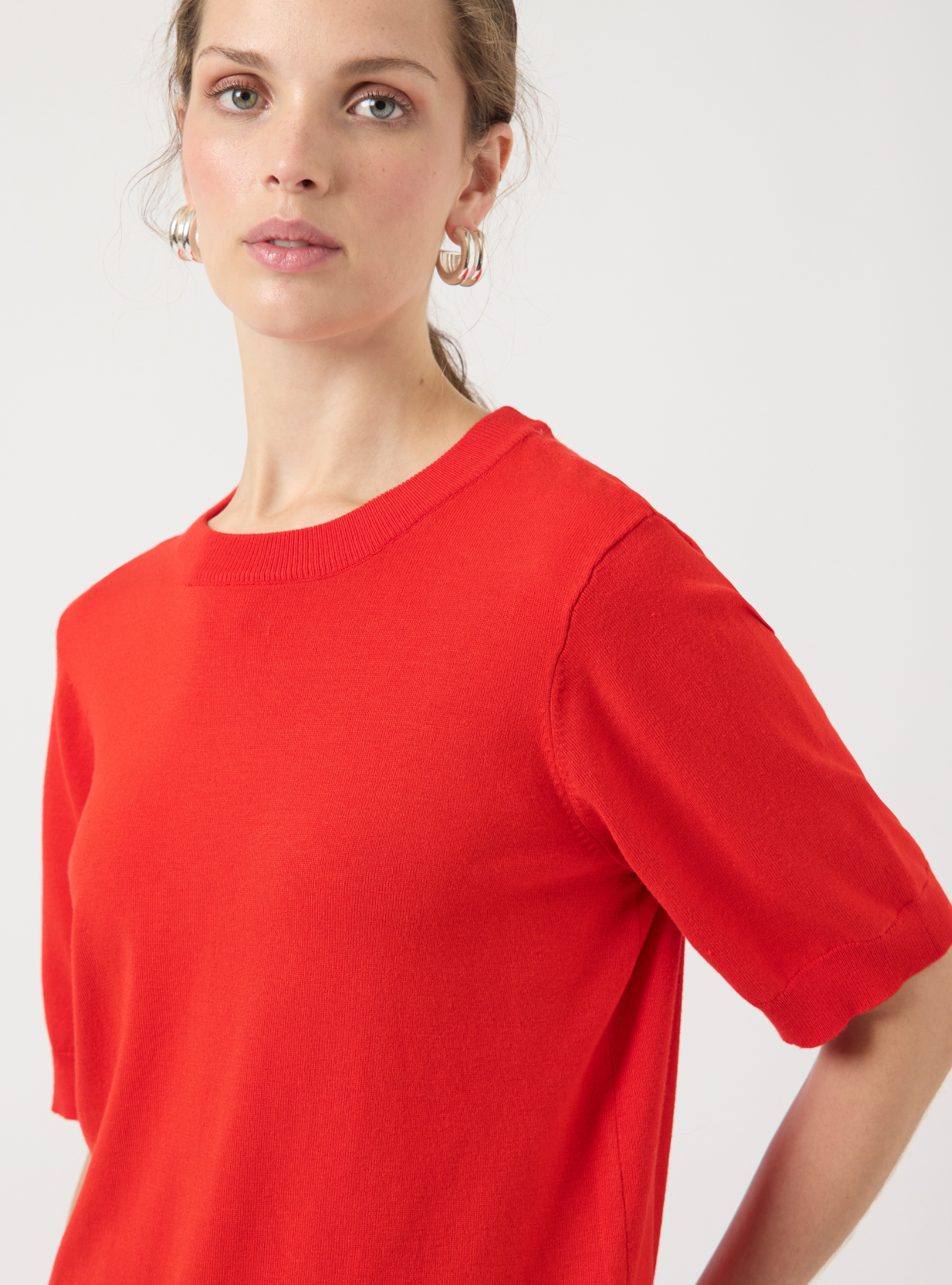 YAS | LENA SS KNIT PULLOVER - FIERY RED