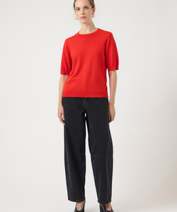 YAS | LENA SS KNIT PULLOVER - FIERY RED