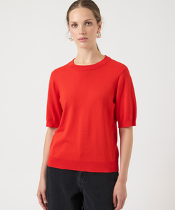 YAS | LENA SS KNIT PULLOVER - FIERY RED
