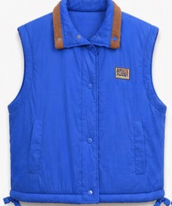 NINE REVERSIBLE GILET - BROWN/ROYAL BLUE