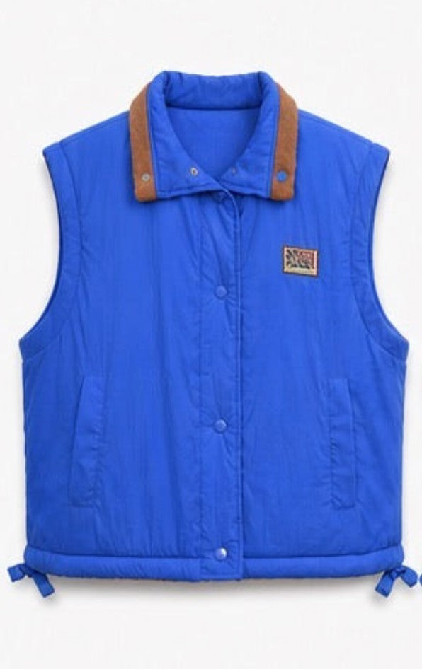 NINE REVERSIBLE GILET - BROWN/ROYAL BLUE
