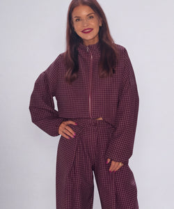 RUMY CHECKED JACKET - BORDEAUX