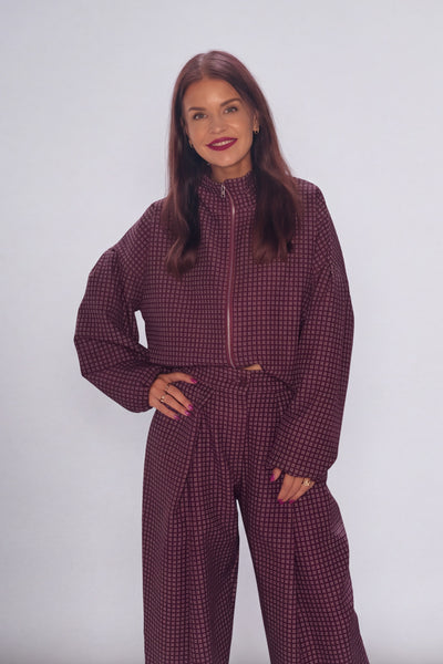 RUMY CHECKED JACKET - BORDEAUX