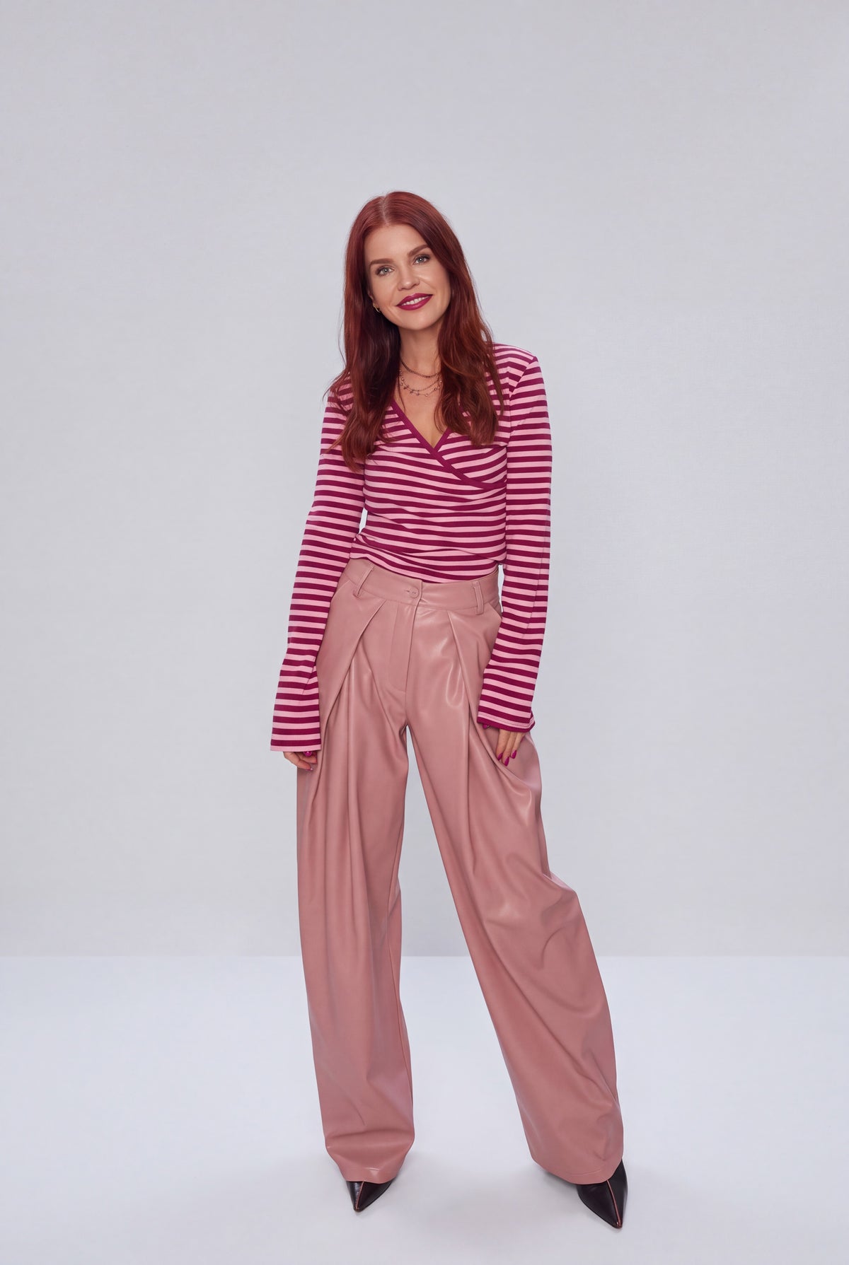 DEAN PU PLEATED PANTS - OLD PINK
