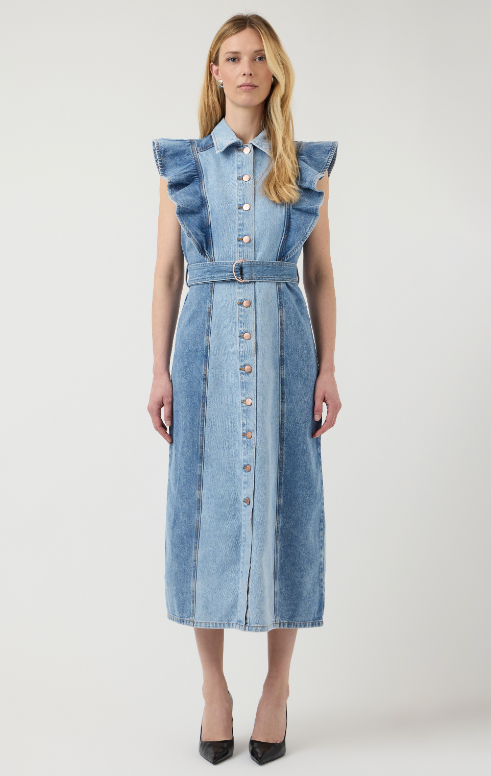 YAS | CAWI SL DENIM LONG DRESS - MEDIUM BLUE DENIM